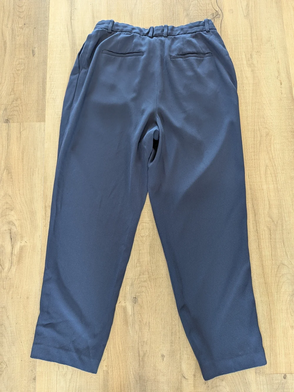 Babaton Navy Pleated High-Rise Straight Trousers - Picture 5 of 9